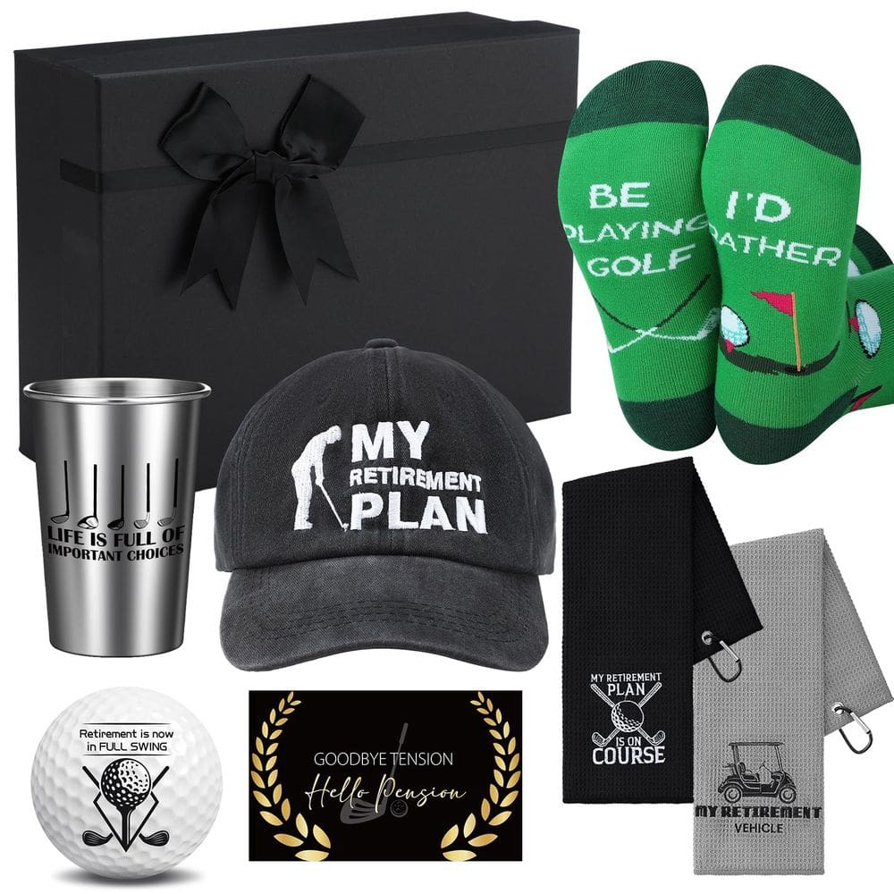 Conjunto de presentes de golfe de aposentadoria Skylety para homens com copo de aço inoxidável