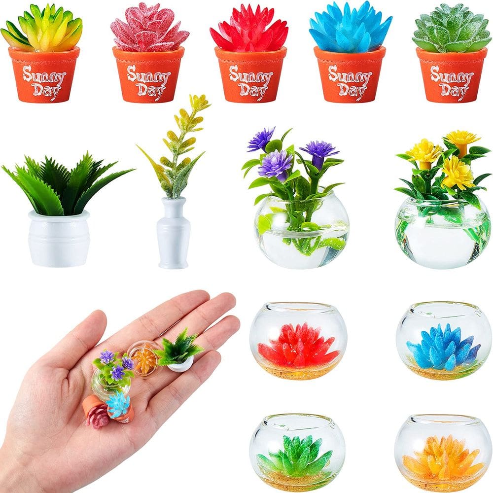Plantas de casa de bonecas em miniatura Skylety 14 unidades para casa de bonecas