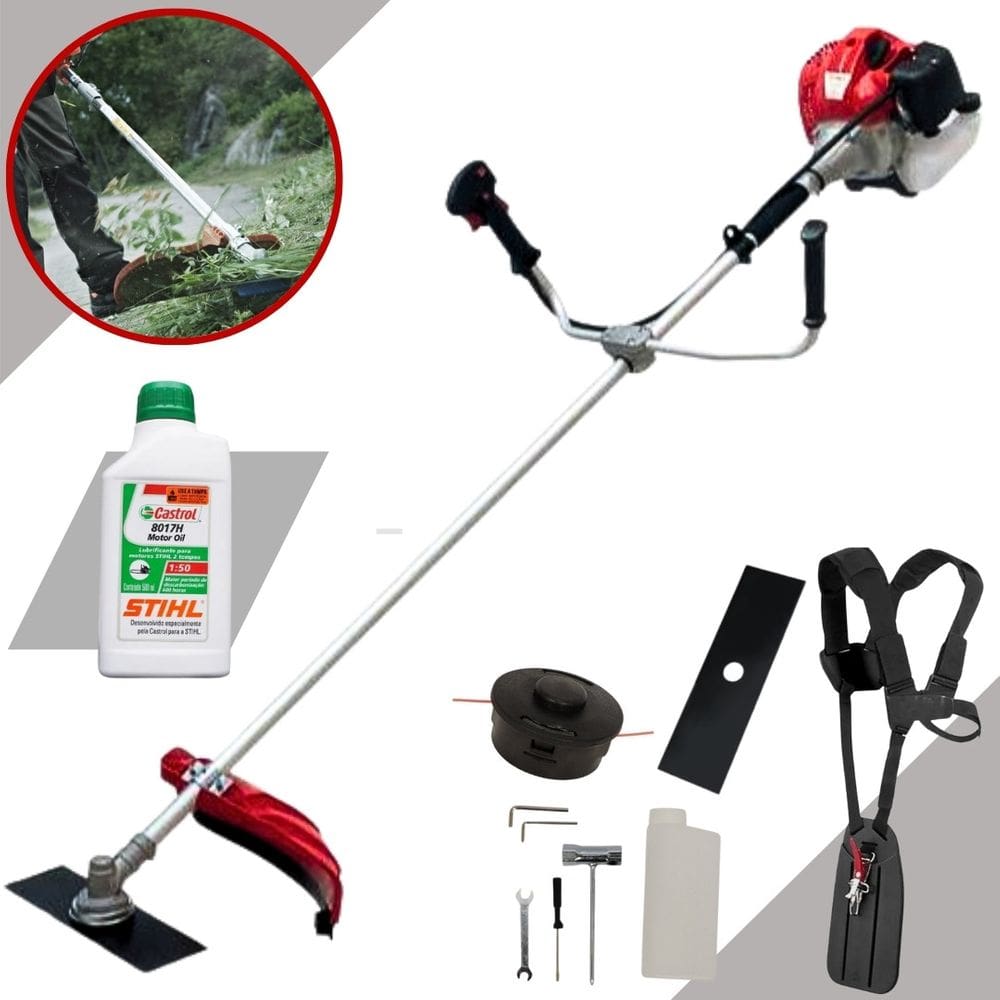 Roçadeira a Gasolina Anmax Cg430TB 43cc 2hp + Lateral Estilo Husqvarna, Toyama, Terra, Branco, Tekna, Vonder
