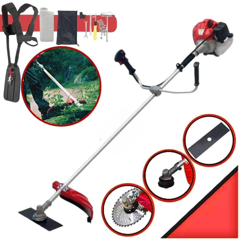 Roçadeira e Cortador de Grama Lateral Cg430 TB 43cc 2hp com Faca 2 Pontas + Lamina de Vídea 40 Dentes p/ Troncos