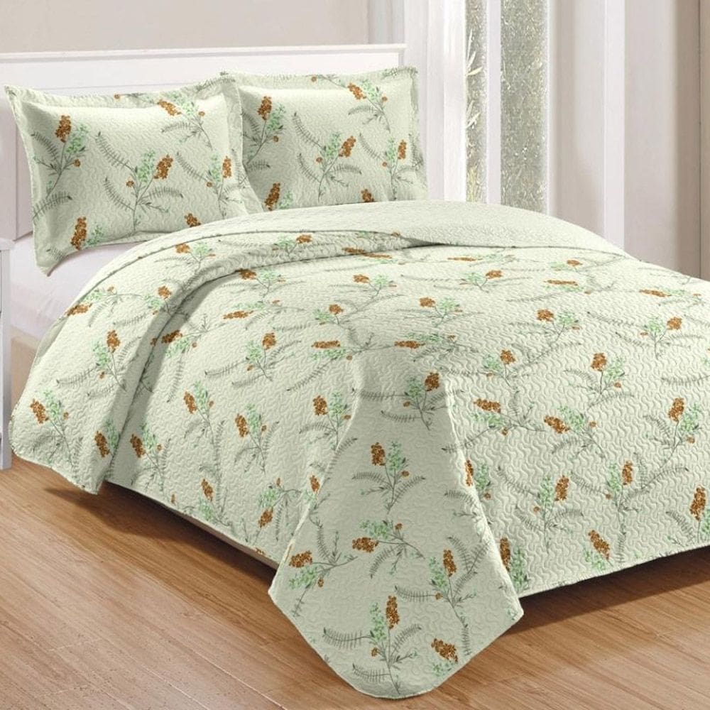 Kit Cobre Leito Colcha Casa Scarpa Mix Queen Estampado Dupla Face Floral 3 Peças - Isamara