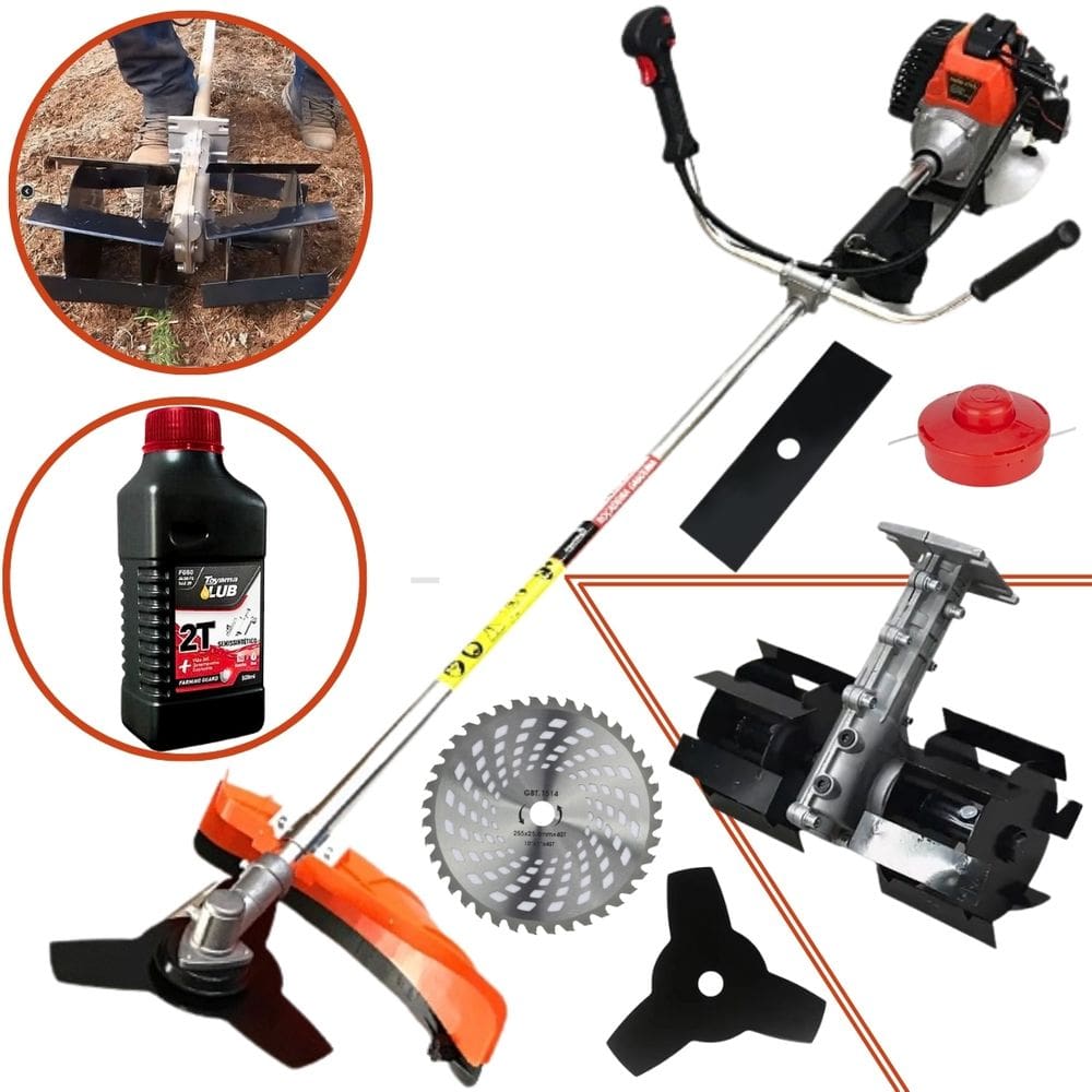 Roçadeira Cortador de Grama & Capinadeira a Gasolina Importway 3HP 63cc com Enxada Rotativa + Oleo Toyama 2T 500ml