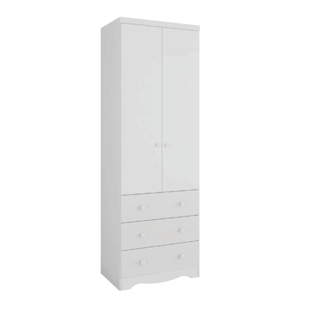 Guarda Roupa Infantil Peroba Junior 3 Portas 3 Gavetas Branco