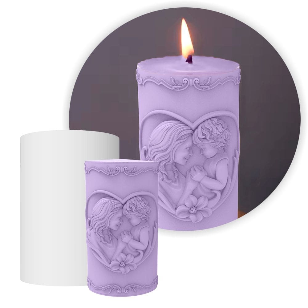 Forma de Silicone Vela Cilíndrica Mãe e Filho
