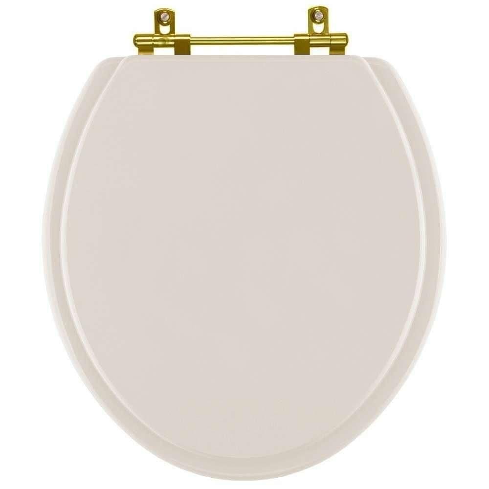 Assento Sanitário Convencional Oval Amendoa Para Vaso Ideal Standard Com Ferragem Dourada