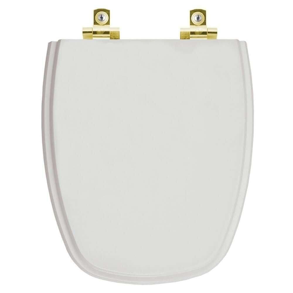 Assento Sanitário Com Amortecedor Monte Carlo Cinza Real Para Vaso Deca Com Ferragem Dourada