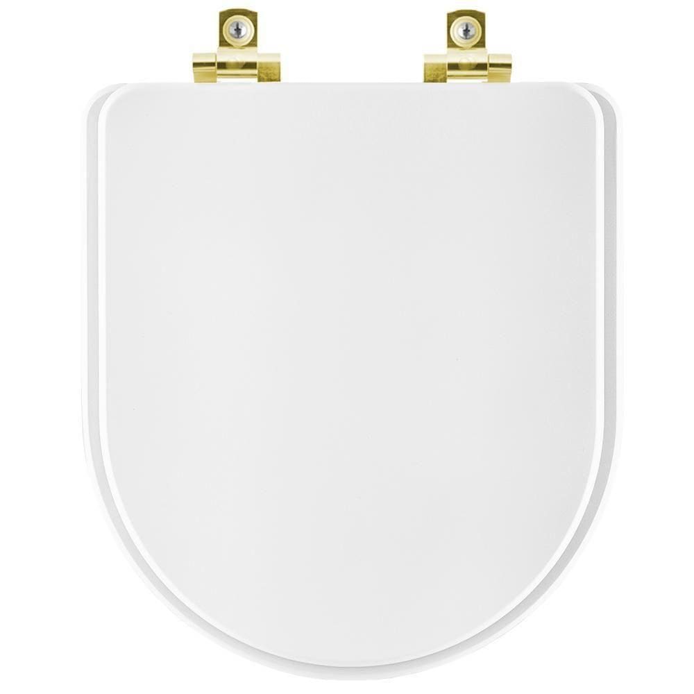Assento Sanitário Com Amortecedor Meridian Branco Para Vaso Roca Com Ferragem Dourada