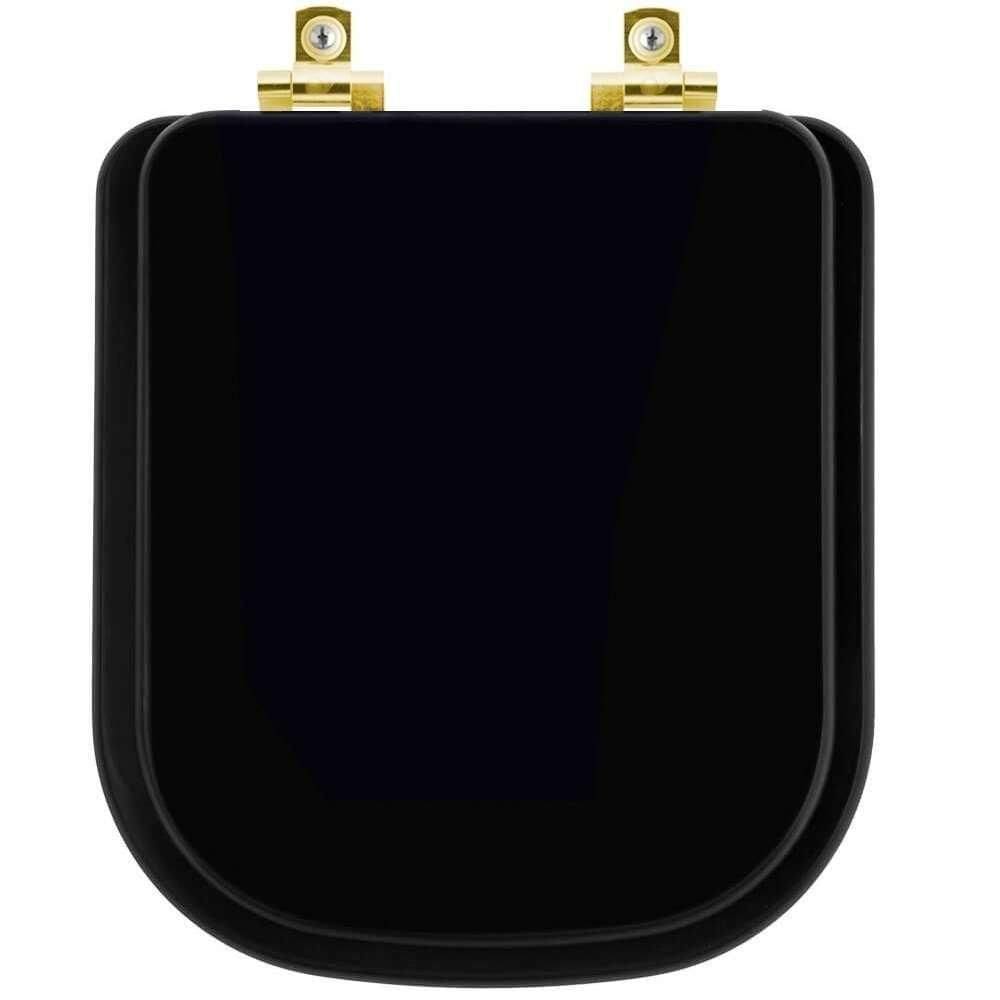 Assento Sanitário Com Fechamento Lento Axis ébano (preto) Para Vaso Deca Com Ferragem Dourada