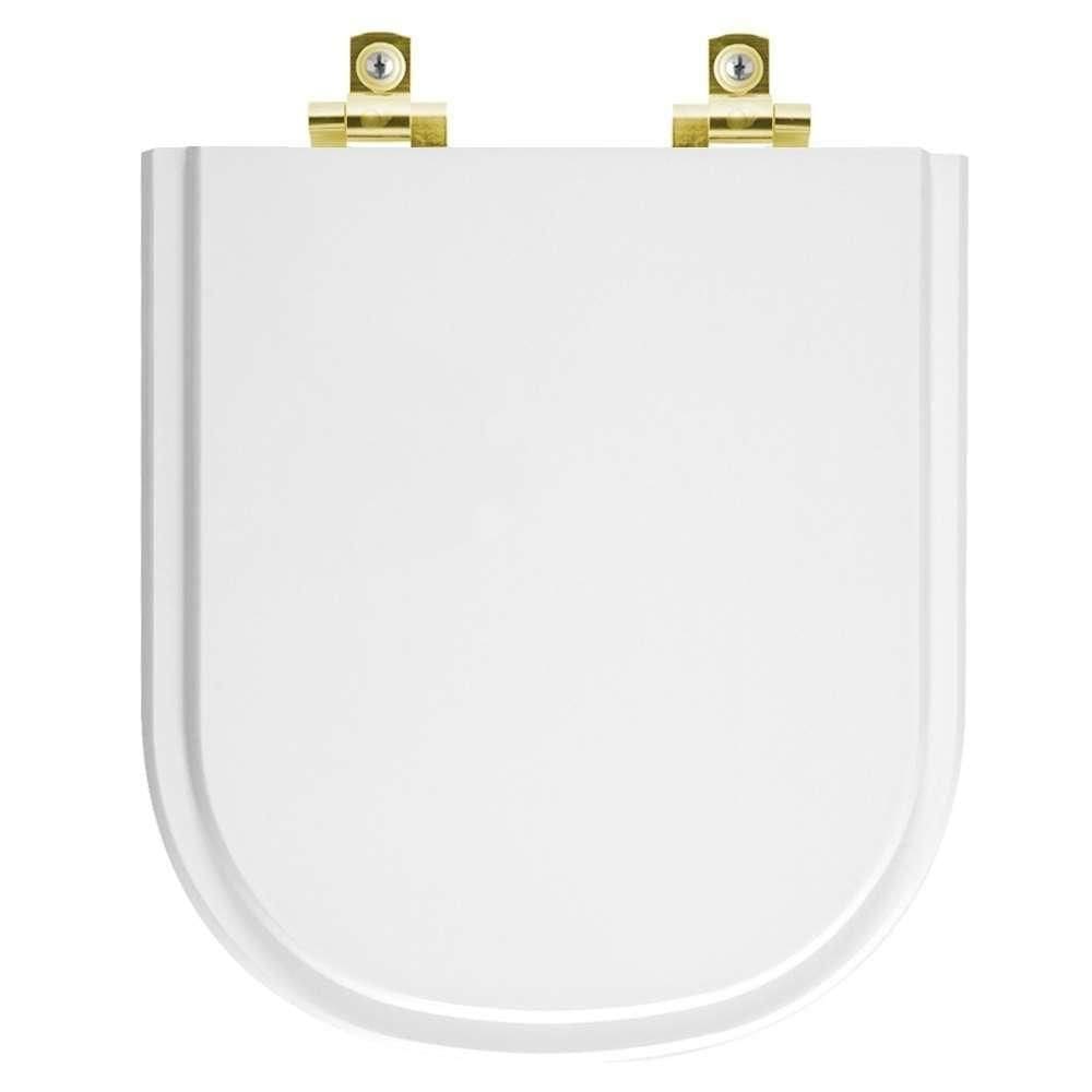 Assento Sanitário Com Amortecedor Flox Branco Para Vaso Fiori Com Ferragem Dourada