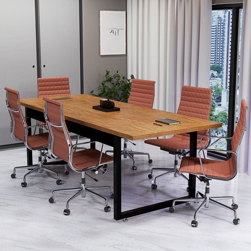 Mesa De Escritório Industrial Tampo MDF Pés de Ferro 190Cm
