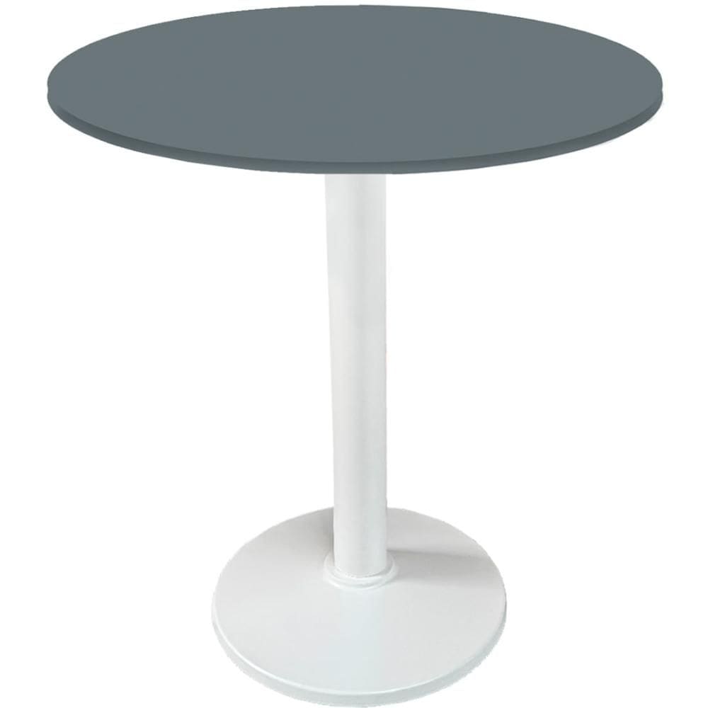 Mesa Zeta Ferro Branco 75 cm (Alt) Disco Redondo Tampo MDP Redondo 80 cm (Larg) x 2,50 cm Alt Grafito