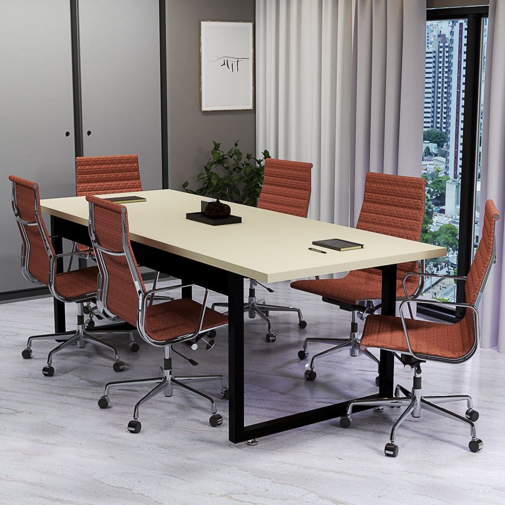 Mesa Estilo Industrial 190x80 Para Escritório Reunião Direção Base De Ferro Tampo MDF