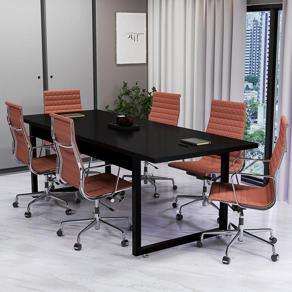 Mesa Estilo Industrial 190x80 Para Escritório Reunião Direção Base De Ferro Tampo MDF
