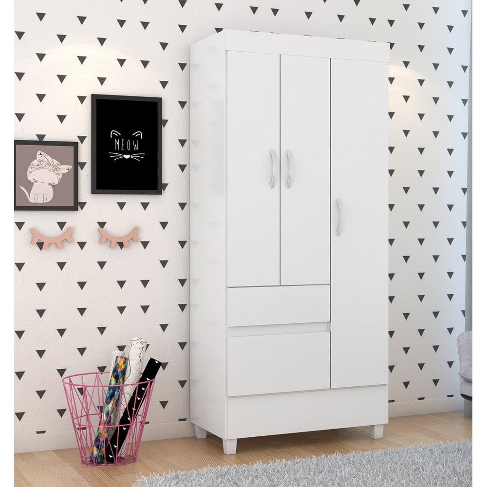 Guarda-Roupa Flex Solteiro Wi nd - Branco/Rosa Demóbile