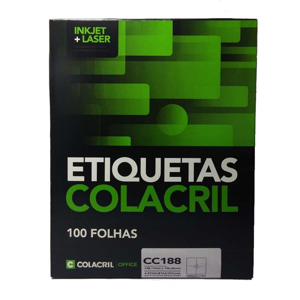 Etiqueta Carta CC188 138,11x106,36mm Colacril 100 Folhas