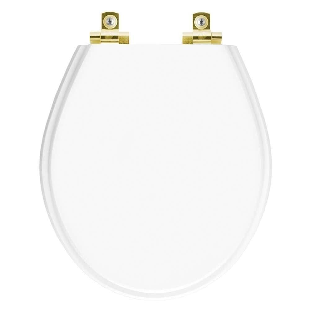 Assento Sanitário Soft Close Carina Branco Para Vaso Ideal Standard Com Ferragem Dourada
