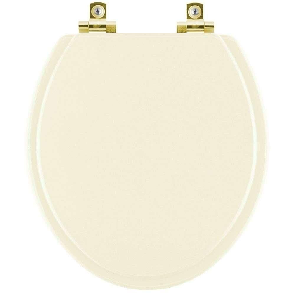 Assento Sanitário Soft Close Convencional Oval Bege Claro Com Ferragem Dourada