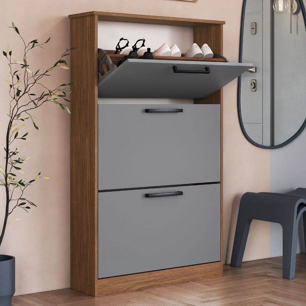 Sapateira Marromissa 3 Portas Freijo/Cinza - Irm Móveis