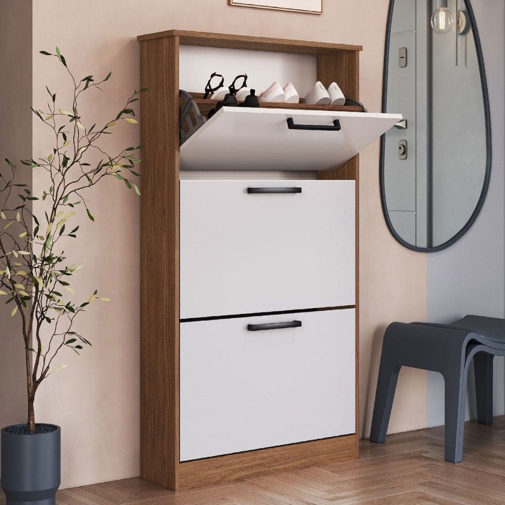 Sapateira Marromissa 3 Portas Freijo/Branca - Irm Móveis