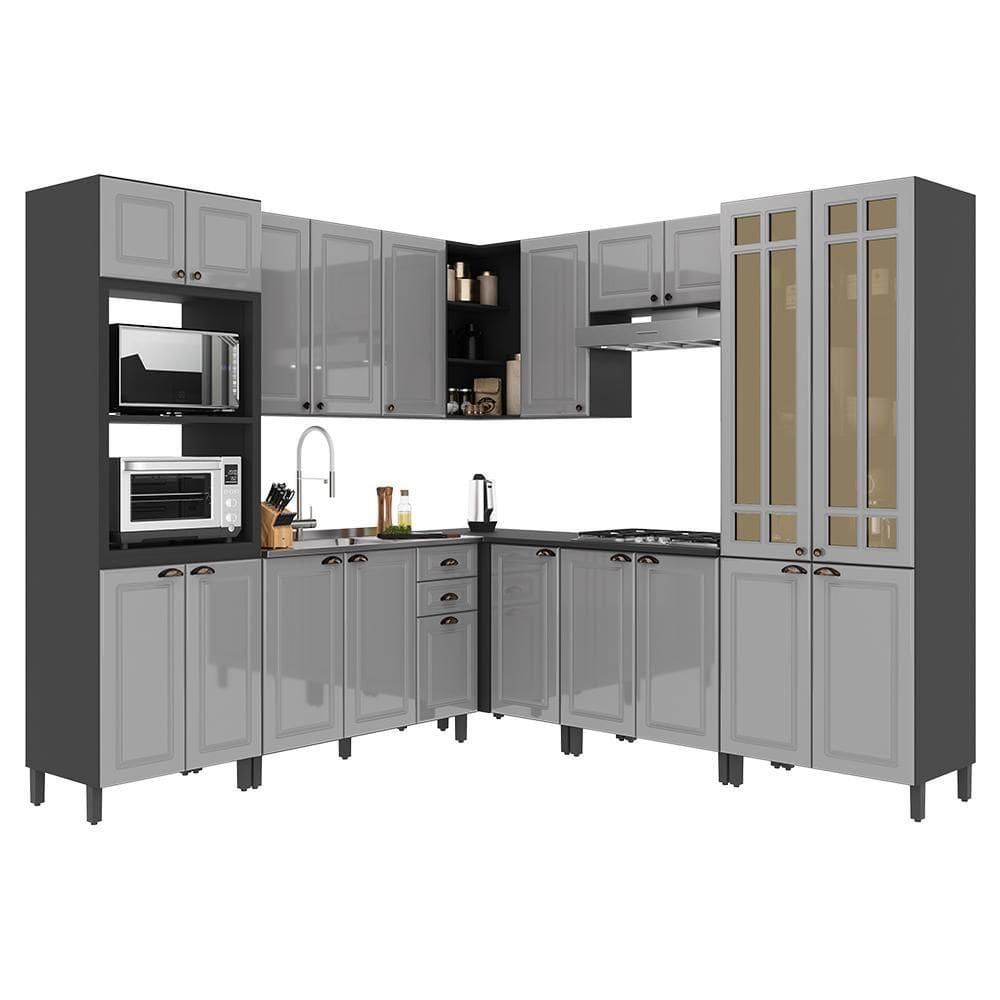 Cozinha Modulada de Canto Firenze 8 Peças com Torre Quente 2 Fornos - Indékes
