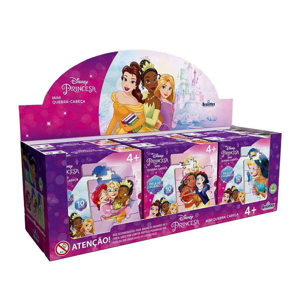 Mini Quebra-Cabeça Disney Princesa - Madeira Display com 06