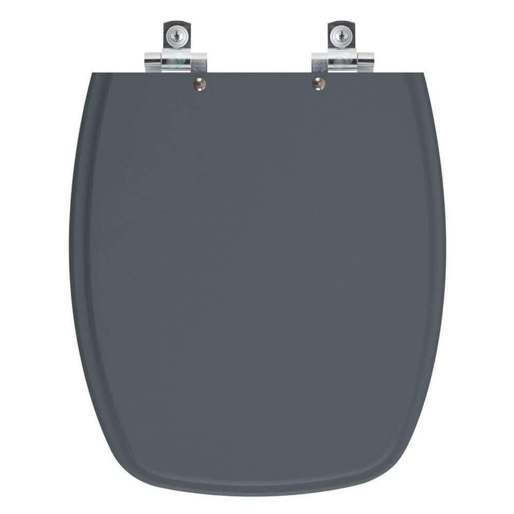 Assento Sanitário Soft Close Valentina Cinza Escuro Para Vaso Santamarina