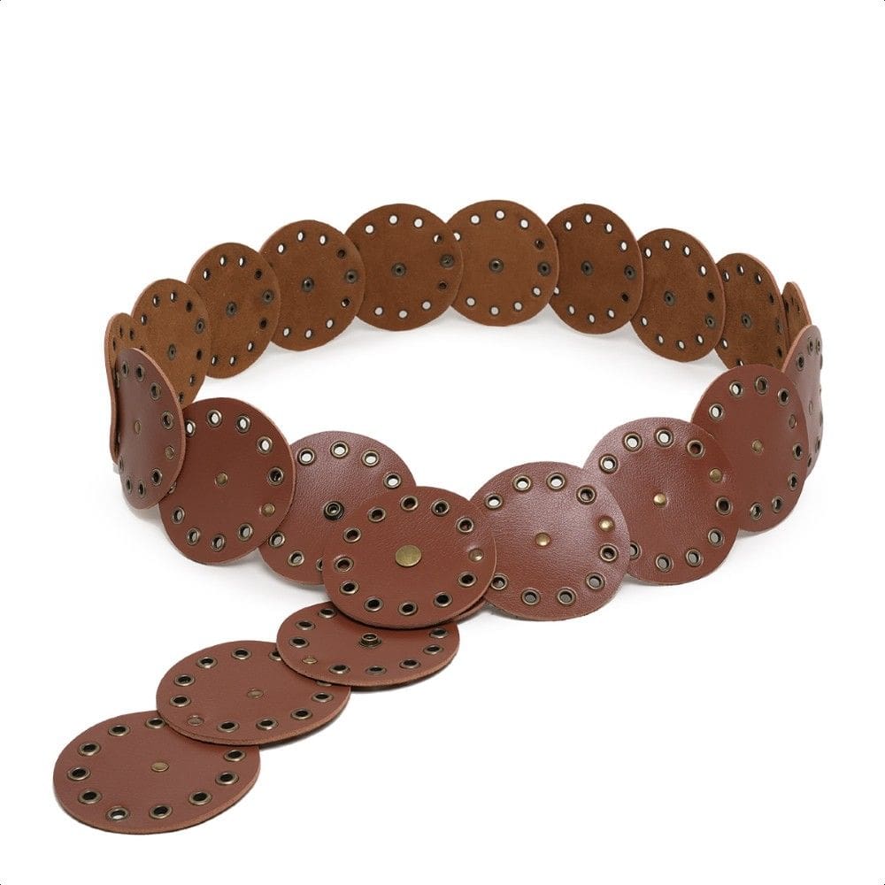Cinto Boho Chic Retro Feminino Country Festa Redondo Com Tachas Ouro Velho Tendencia Gringa Luxo
