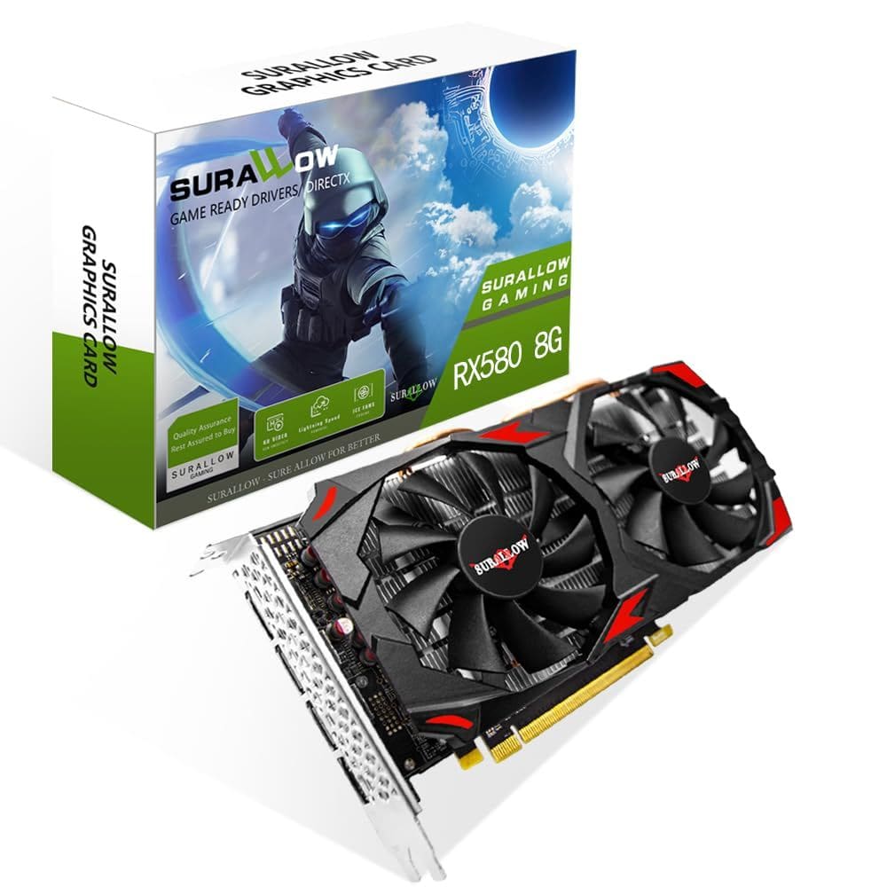 Placa gráfica SURALLOW RX 580 8GB GDDR5 256 Bit para PC de jogos
