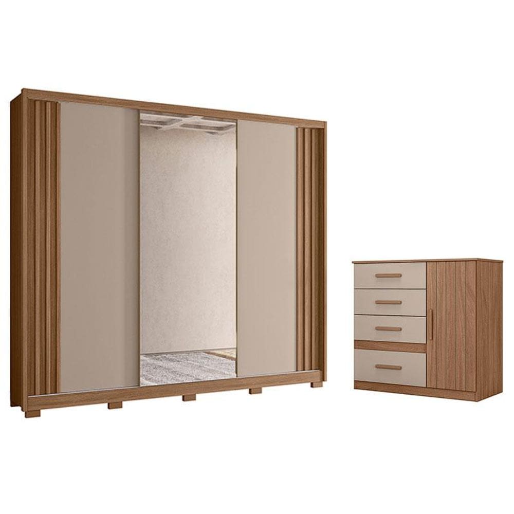 Guarda Roupa Casal Arizona e Cômoda Vênus Carvalho Fendi - Moval