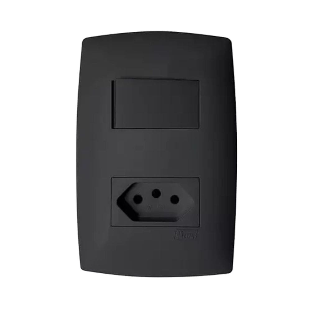 Conjunto Interruptor Simples + Tomada Com Placa 10A Home