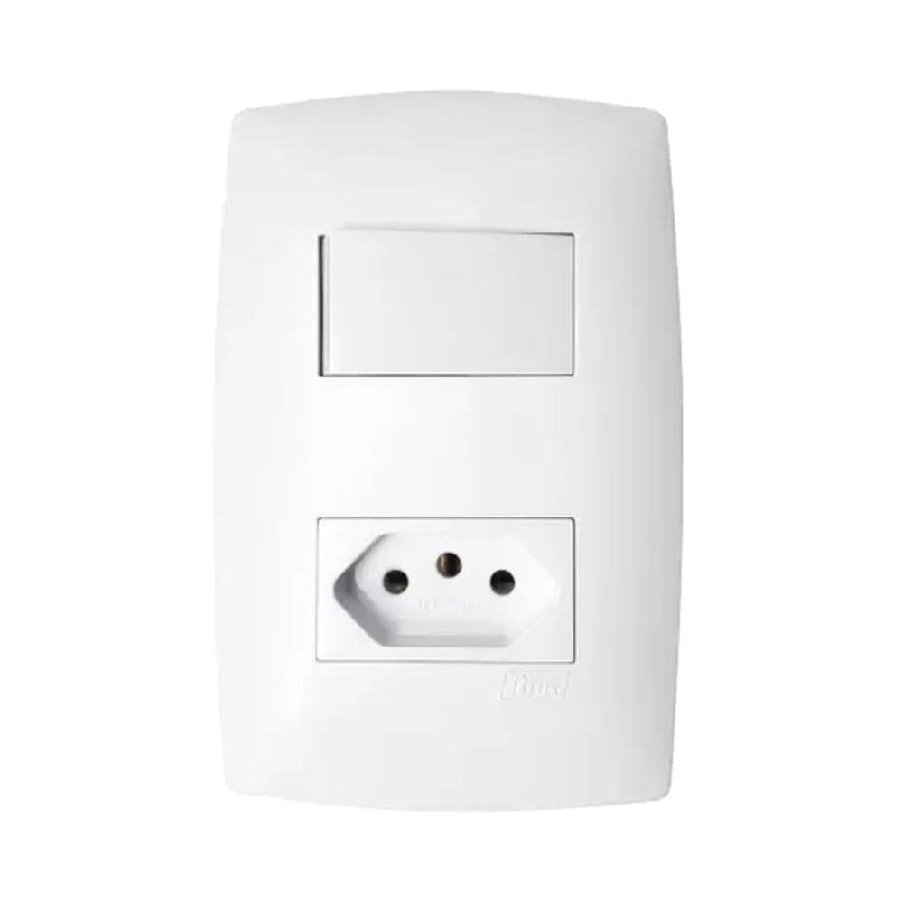 Conjunto Interruptor Simples + Tomada Com Placa 10A Home