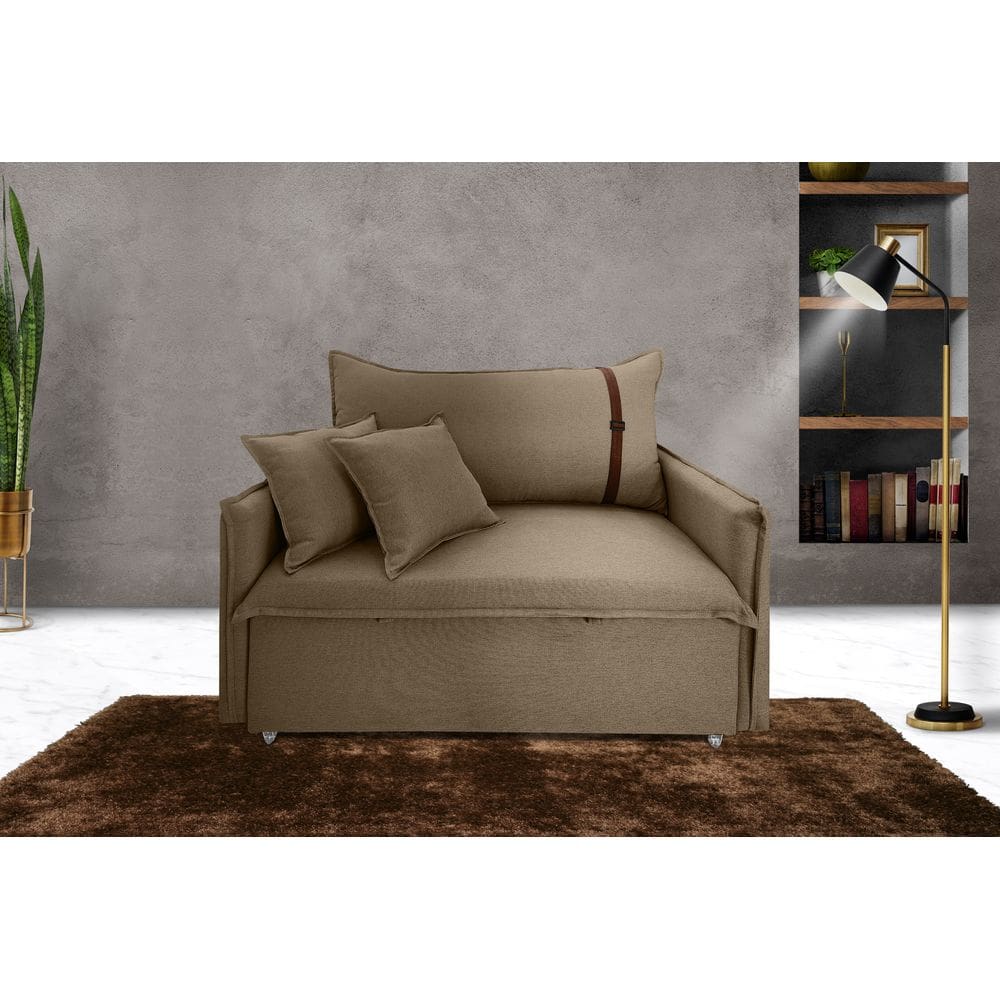 Poltrona Sofá-cama Valence Premium 90cm SoftGel 33 - Linho Marrom