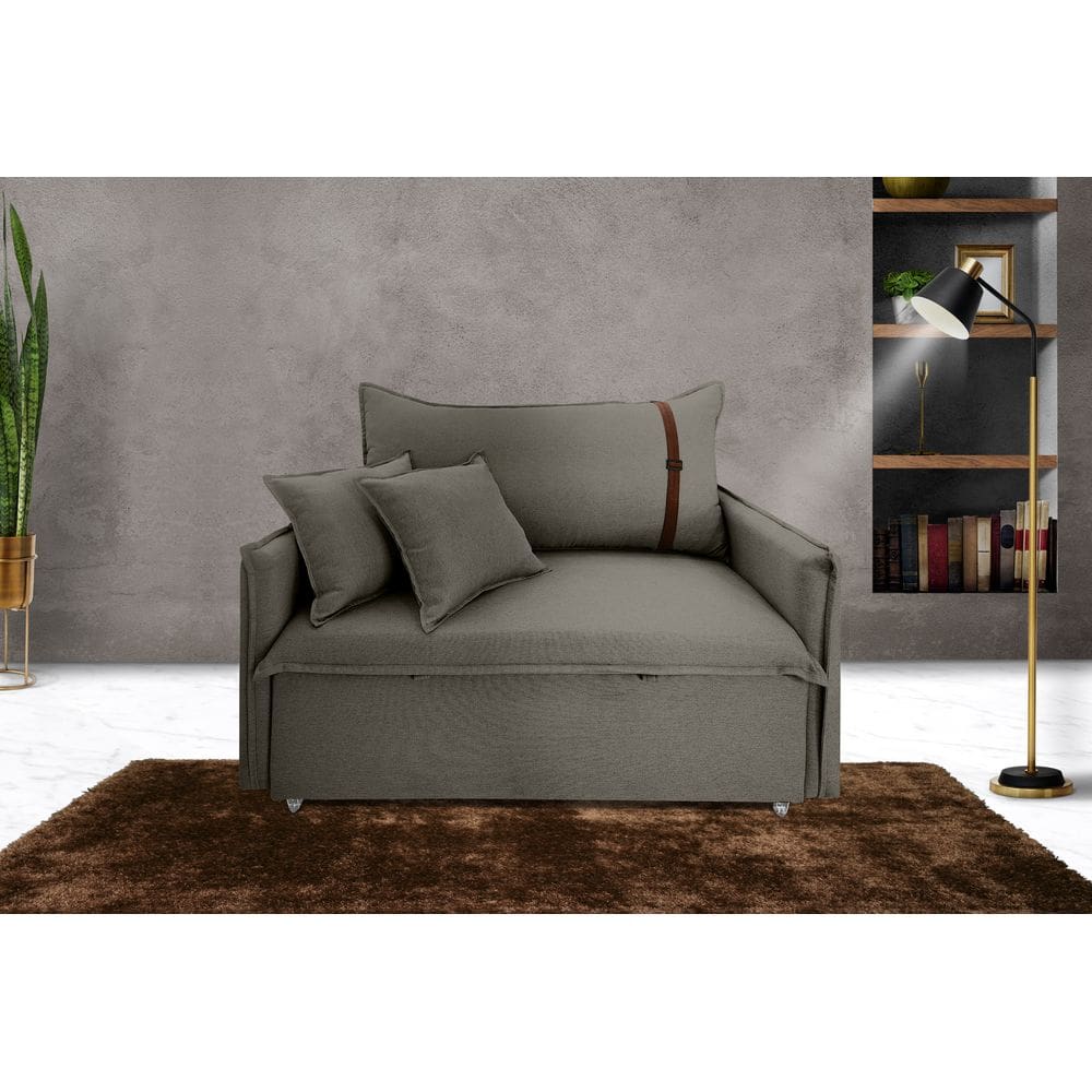Poltrona Sofá-cama Valence Premium 100cm SoftGel 33 - Linho Cinza