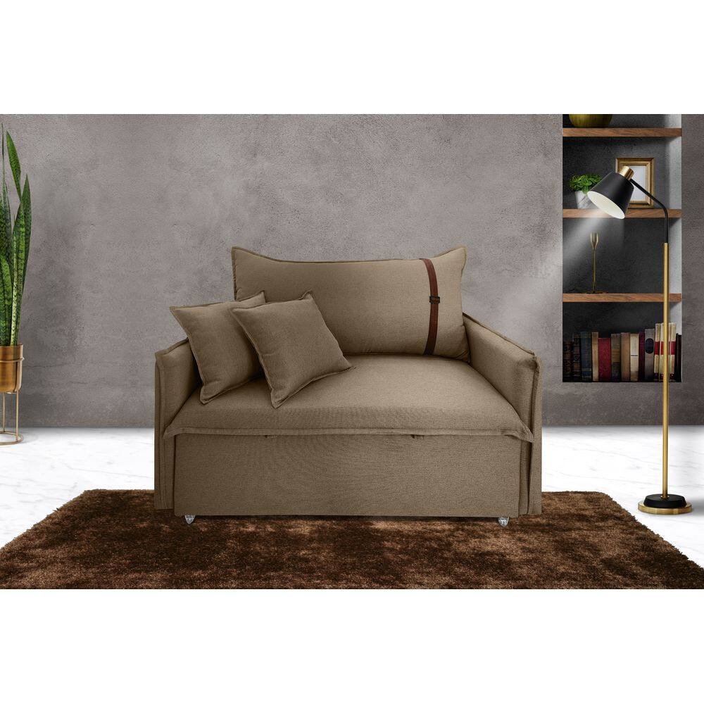 Poltrona Sofá-cama Valence Premium 120cm SoftGel 33 - Linho Marrom