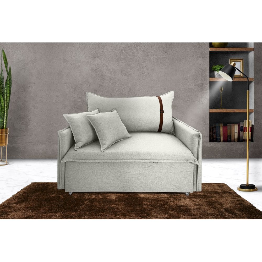 Poltrona Sofá-cama Valence Premium 130cm SoftGel 33 - Linho Palha