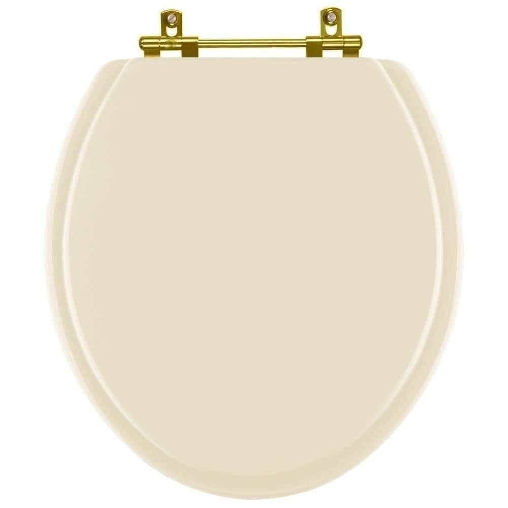 Assento Sanitário Convencional Oval Marfim Para Vaso Celite Com Ferragem Dourada