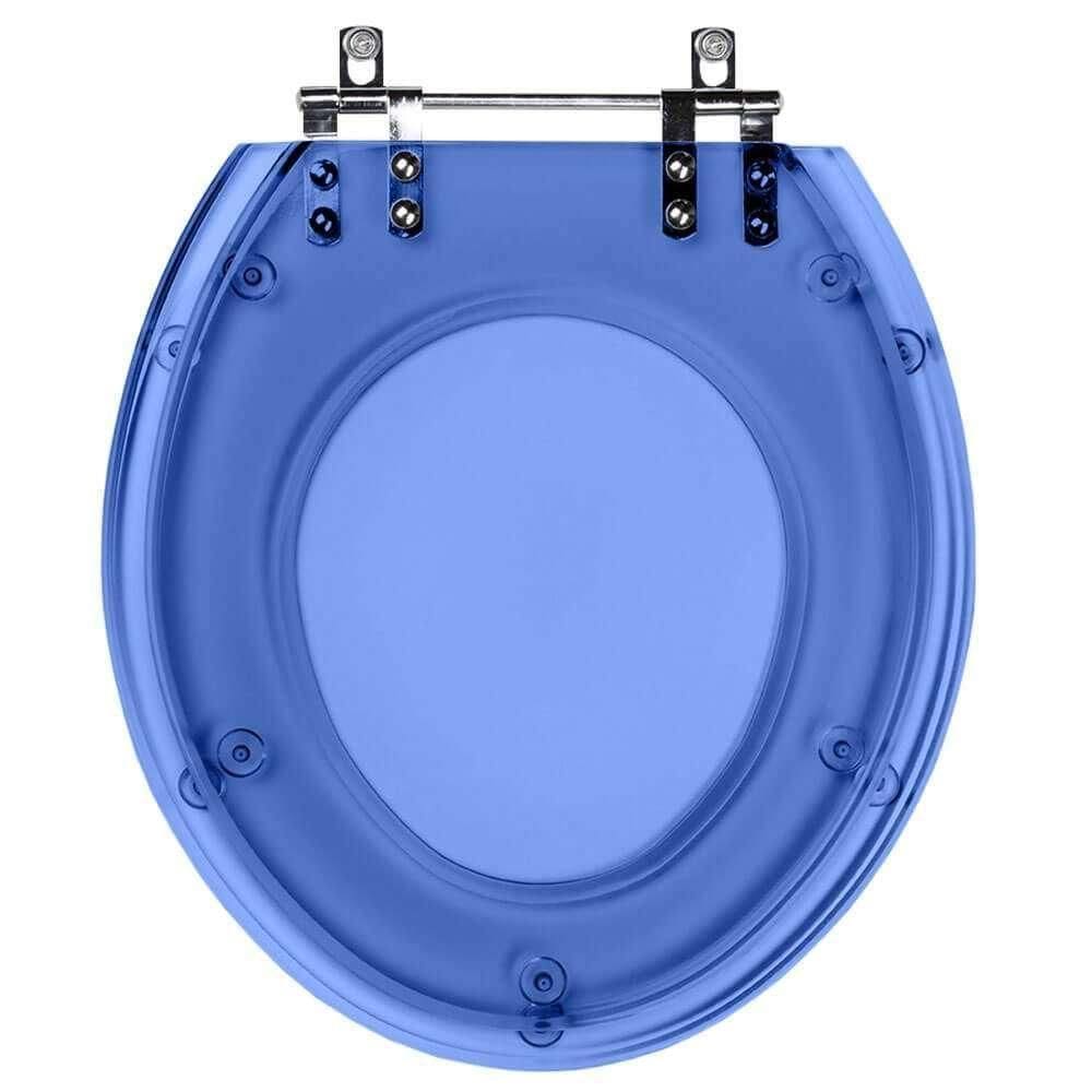Assento Sanitario Poliester Saveiro Azul Transparente Para Vaso Celite