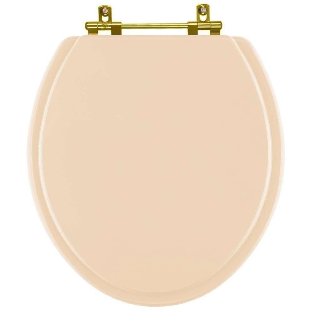 Assento Sanitário Convencional Oval Rosa Floral Para Vaso Deca Com Ferragem Dourada