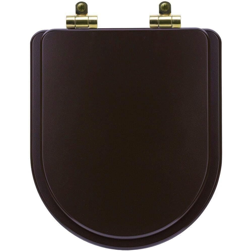 Assento Sanitário Poliéster Soft Close Duna Marrom Fosco Para Vaso Deca Com Ferragem Dourada