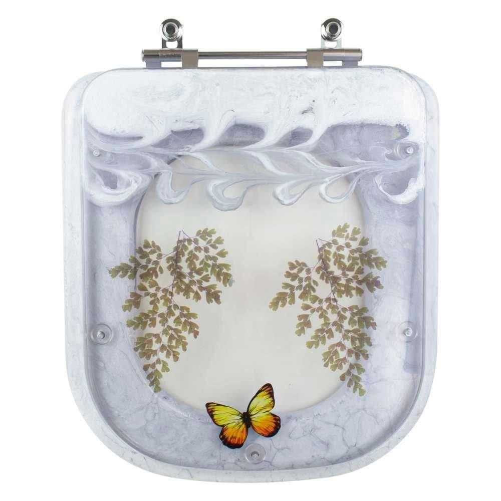 Tampa De Vaso Poliéster Decorada Borboleta Gap Branco Para Louça Roca