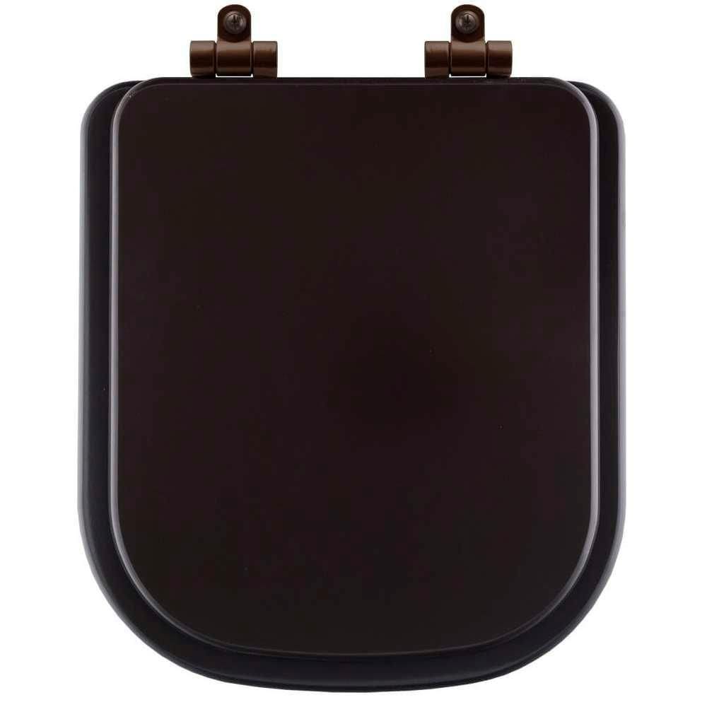 Tampa De Vaso Poliéster Com Fechamento Lento Quadra Marrom Fosco Para Louça Deca Com Ferragem Marrom