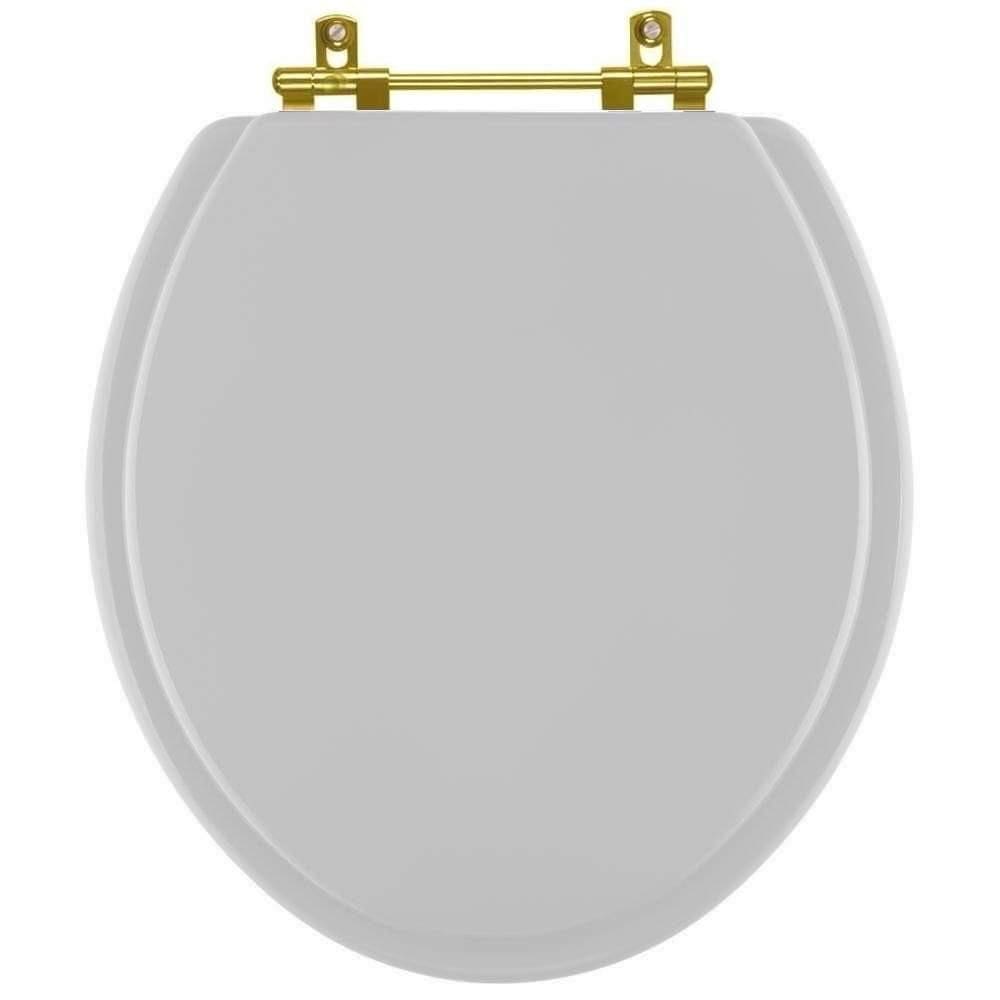 Assento Sanitário Convencional Oval Sterling Silver Para Vaso Ideal Standard Com Ferragem Dourada