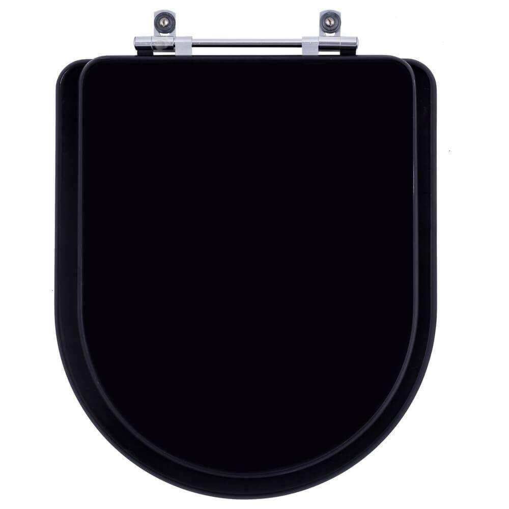 Tampa De Vaso Poliester Carrara Ebano Preto Fosco Para Bacia Deca