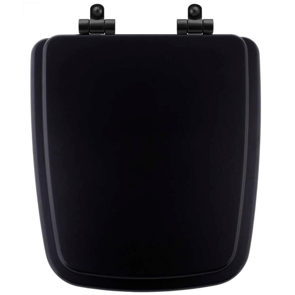 Tampa De Vaso Poliéster Com Fechamento Lento Boss Matte Black (preto Fosco) Para Louça Incepa Com Ferragem Preta