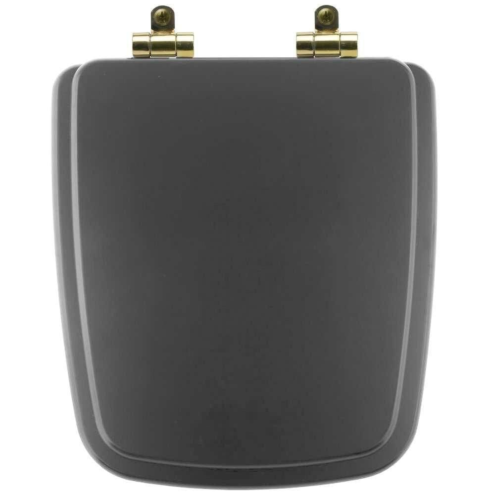 Tampa De Vaso Poliéster Com Fechamento Lento Boss Onix (preto Fosco) Para Louça Incepa Com Ferragem Dourada
