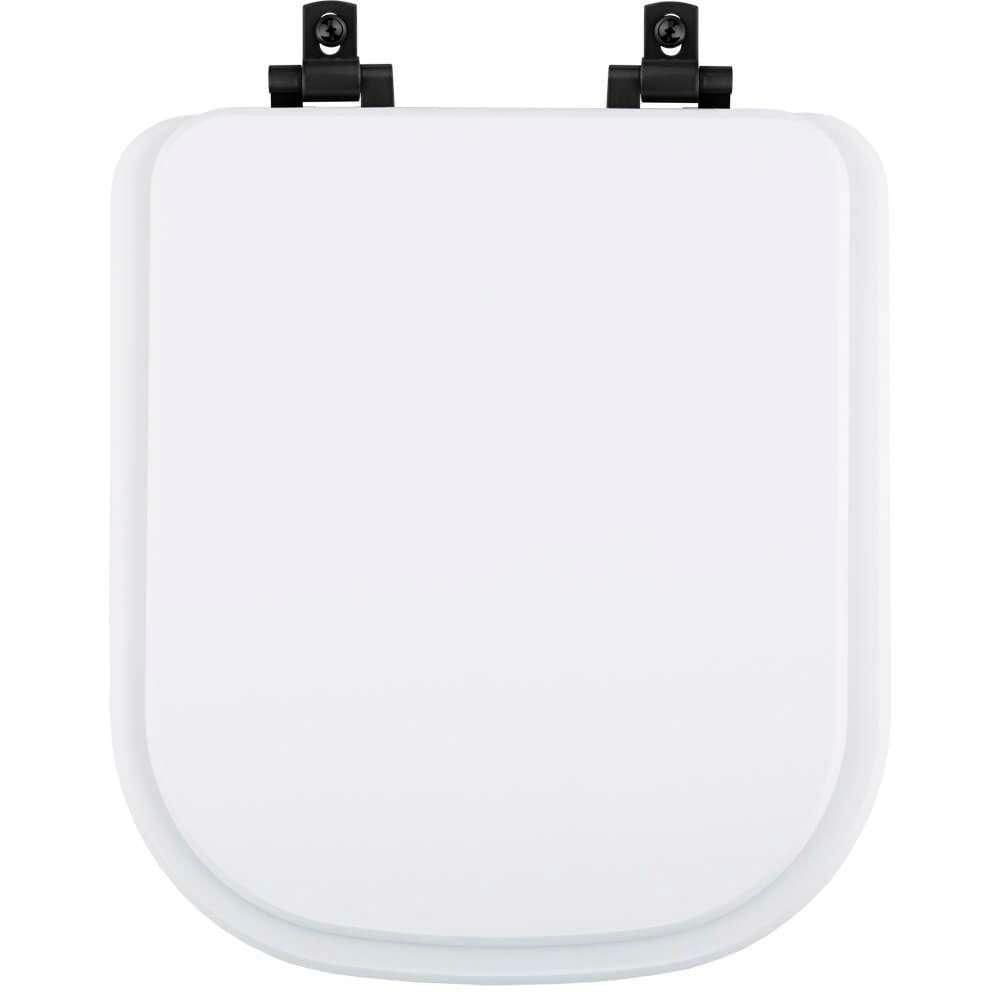 Tampa De Vaso Laqueado Com Amortecedor Quadra Branco Para Bacia Deca Com Ferragem Preta
