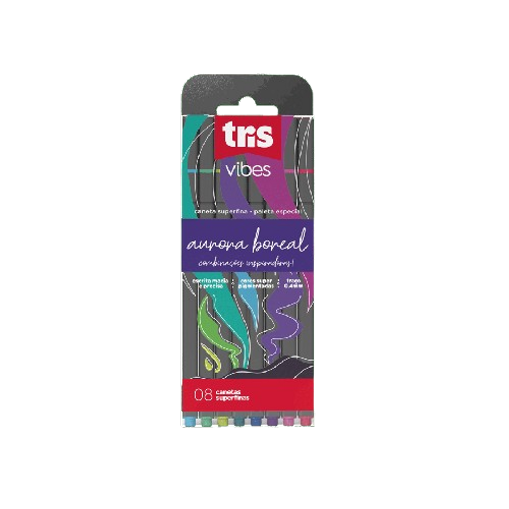 Caneta superfina Tris Vibes Aurora Boreal 8 cores fine line