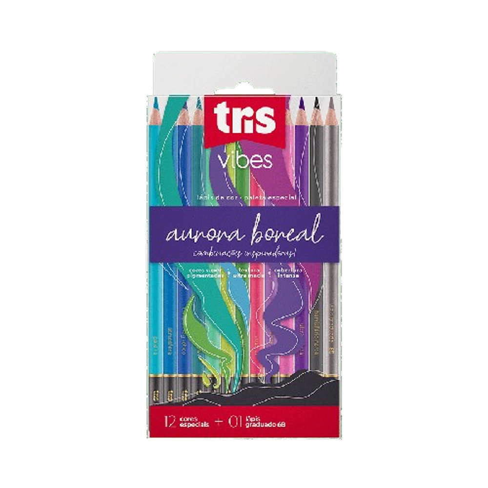 Lápis de cor Tris Vibes Aurora Boreal 12 cores