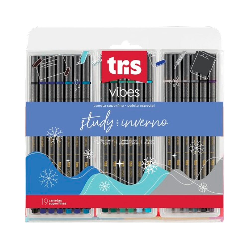 Caneta superfina Tris Vibes Inverno 18 cores fine line 0.4mm