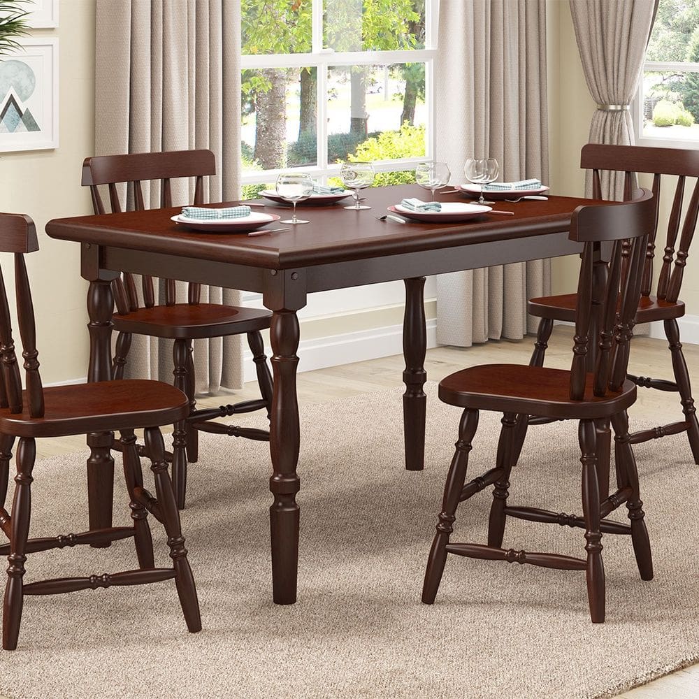 Mesa de Jantar 103EA com 04 Cadeiras 150EA Castanho Acetinado Piratini